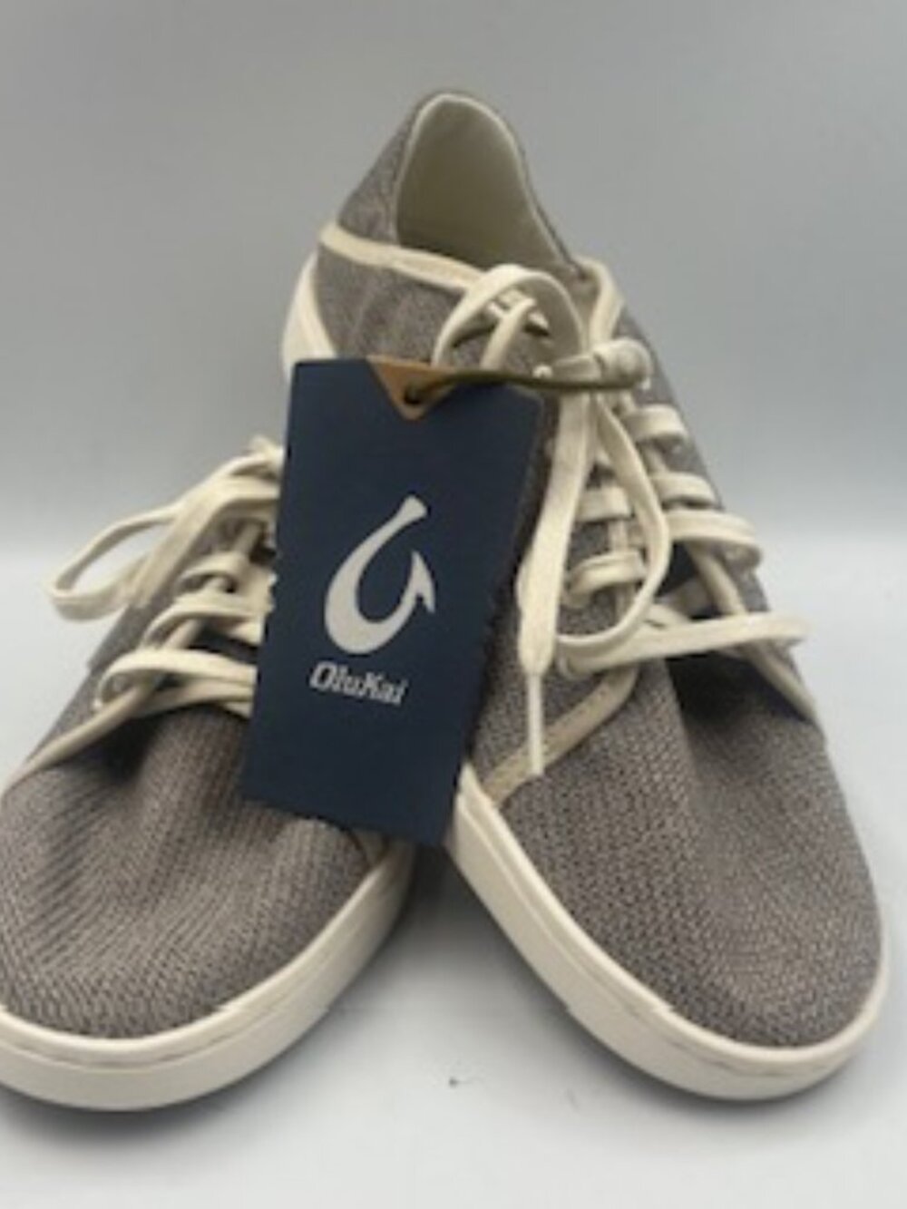 OluKai Gray Knit Lace-Up Sneakers